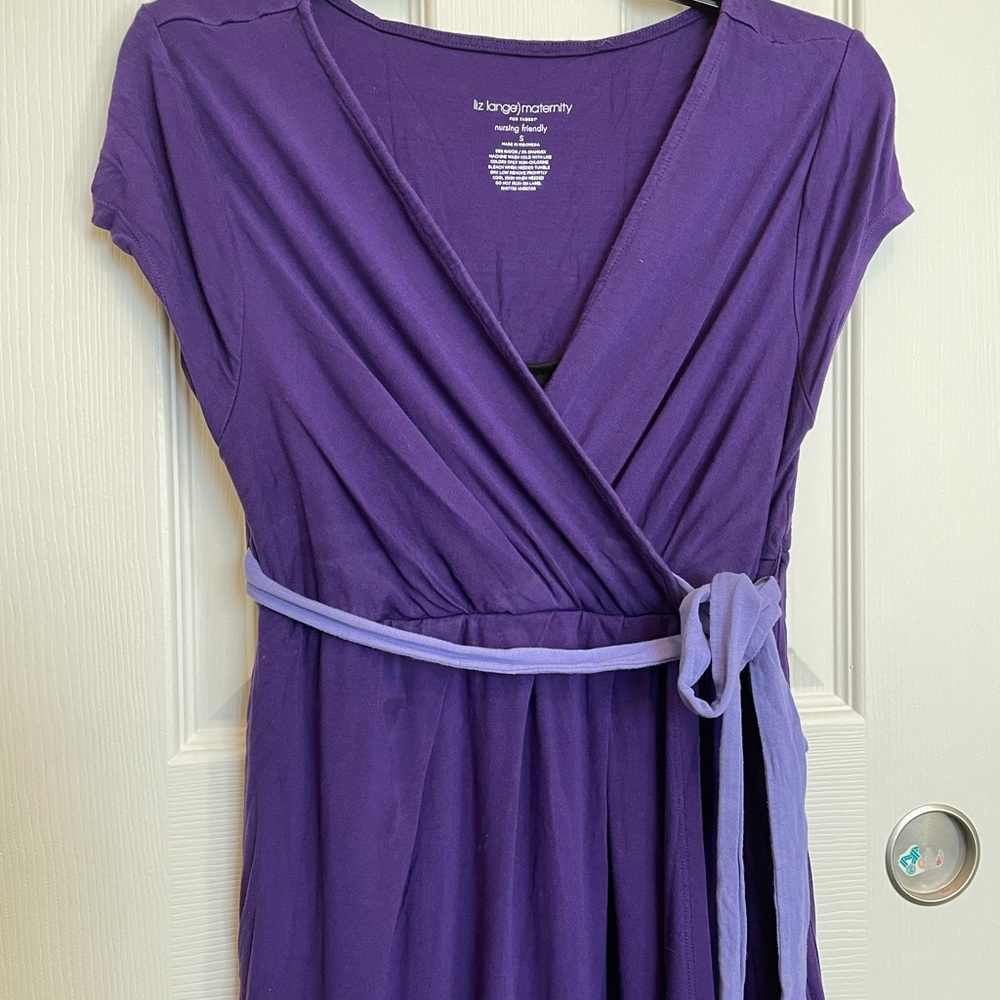 Maternity dress nursing colorblock purple small